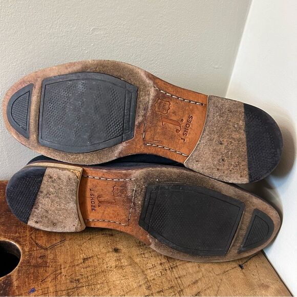 J. Shoes Dark Blue Suede Oxford Dress Shoes Men's 10.5 good preworn condition - Picture 12 of 12